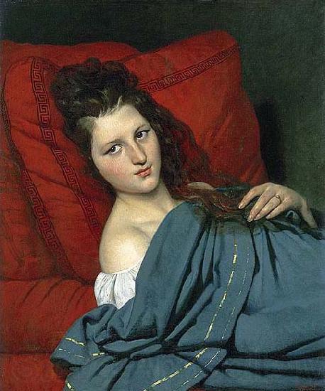 COURTOIS, Jacques Half-length Woman Lying on a Couch Norge oil painting art